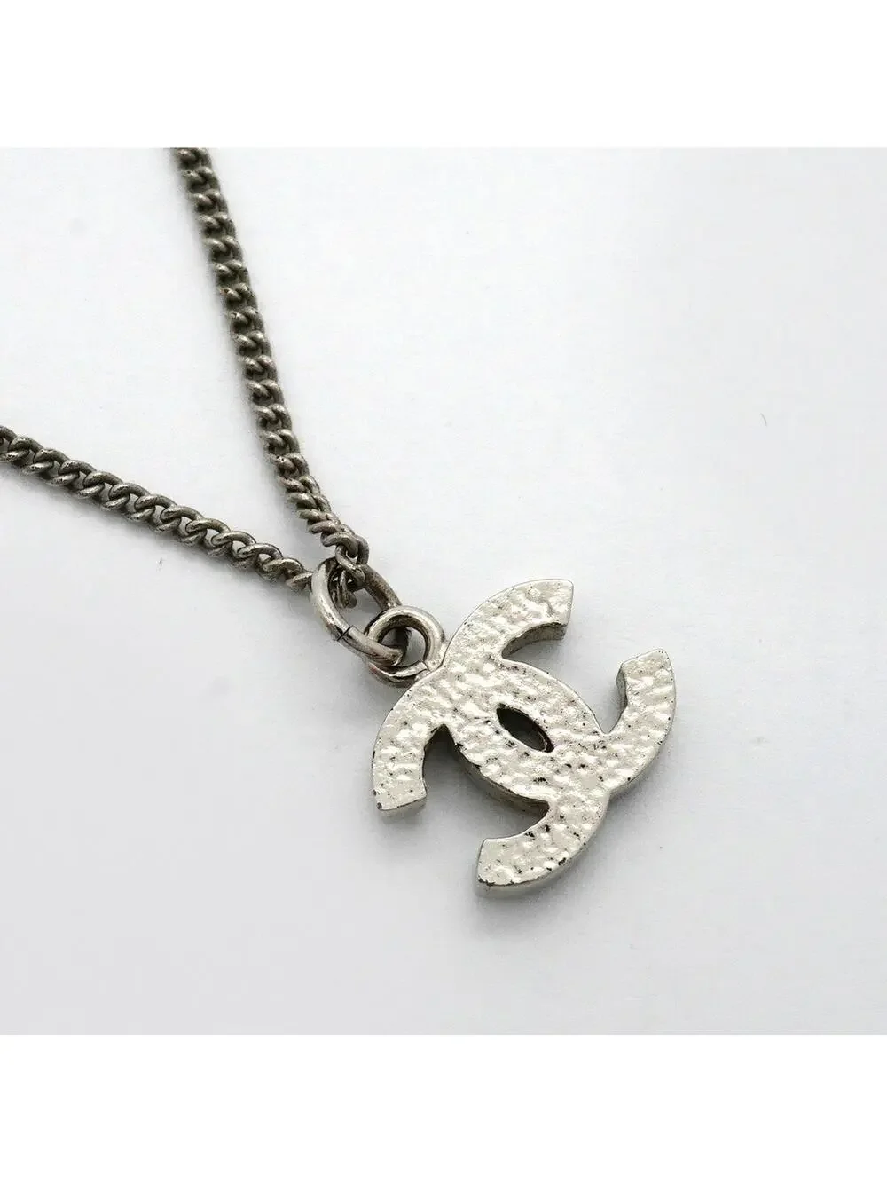 Chanel Cc Logo Pendant Necklace Silver- #357857C68B